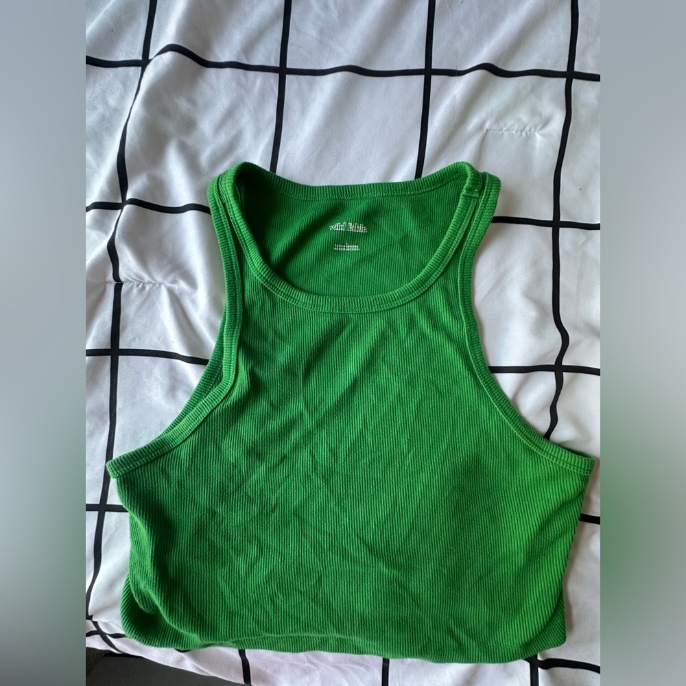 Green Ribbed Tank Top